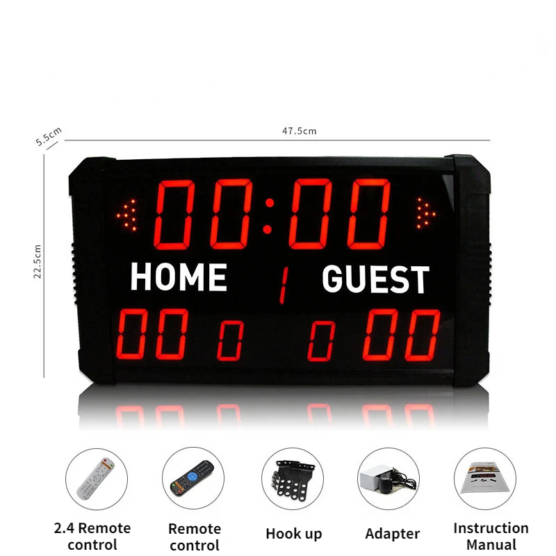 Remote Control  Portable Scoreboard Electronic with 14 24 S Shot Clock for Basketball Football 11 Digits