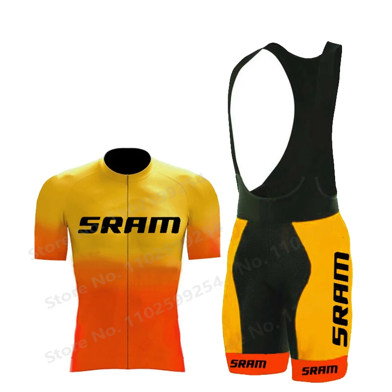 

New Gradient short-sleeved bicycle clothing 2023 SRAM Cycling Jersey Set Breathable men Bike Jersey Uniform Bib shorts Set