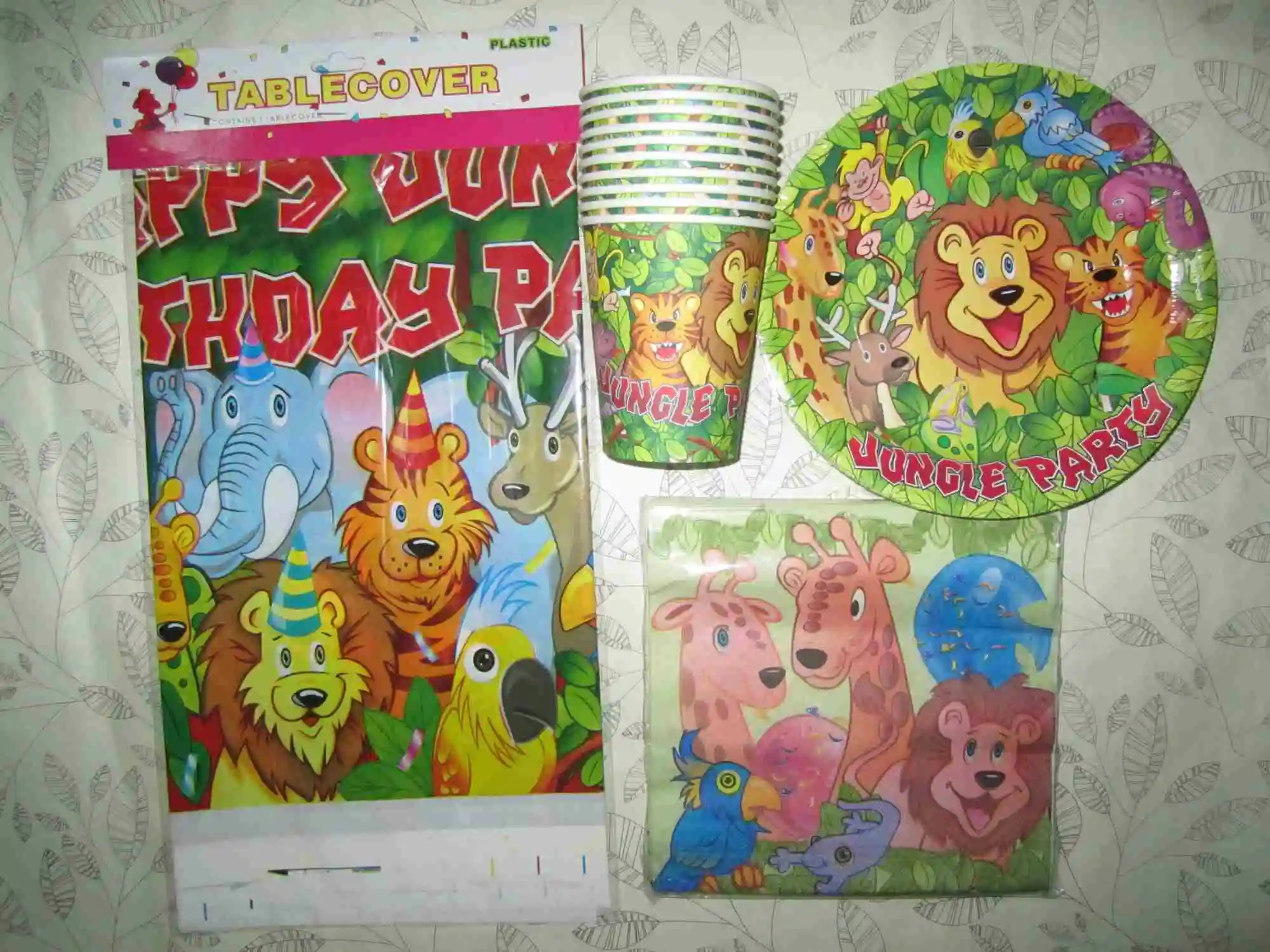 61 шт./лот набор одноразовой посуды в стиле джунглей для детского дня рождения