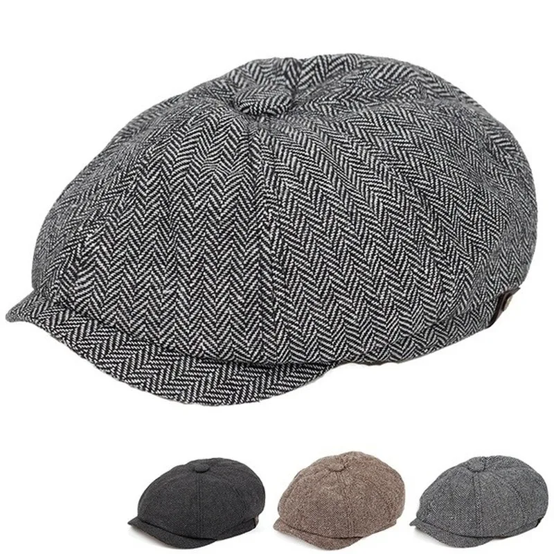 

Men's Flat Top Ivy Gatsby Driving Cap Autumn Winter Fashion Newsboy Octagonal Hats