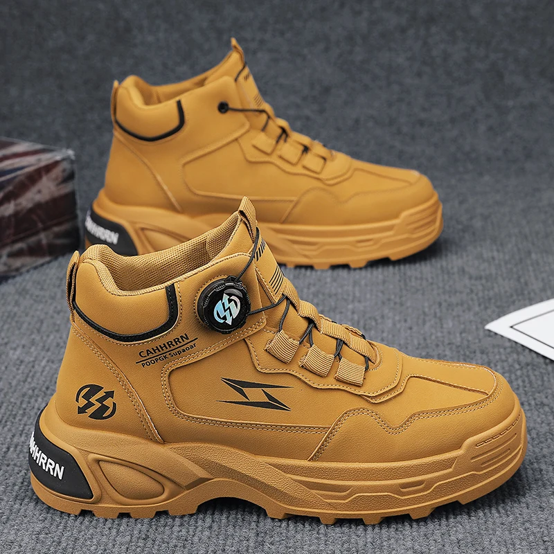 Мужская обувь с вращающейся кнопкой. Зимние теплые туфли на флисовой подкладке