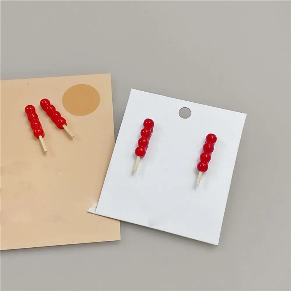 

1 пара, серьги-гвоздики Bingtanghulu, необычный модный дизайн, имитация еды, Милые новогодние серьги-гвоздики