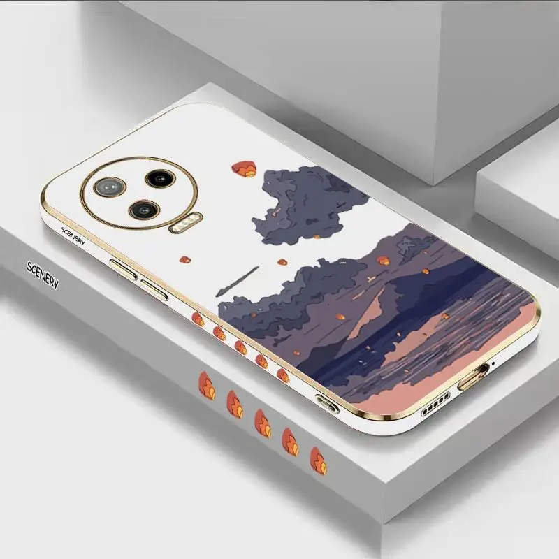 

The Sunset Hills Luxury Plating Phone Case Infinix Note 12pro 12 11Pro 11 10 Pro 10 Hot 11S 12 12 Play 10 Play 10S 10 Lite Cover