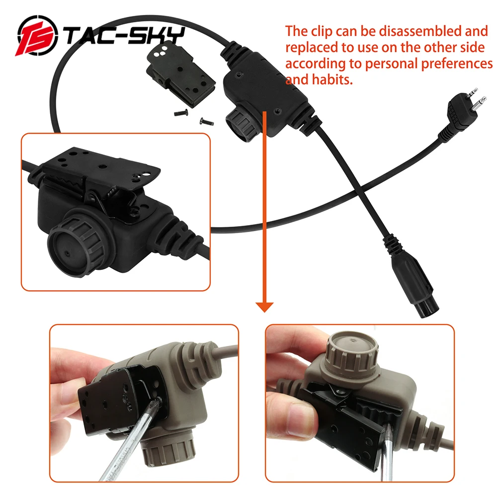 TS TAC-SKY Midland PTT for Midland Plug Walkie Talkie Tactical PTT Adapter RAC Compatible with SORDIN COMTAC I II III Headphones