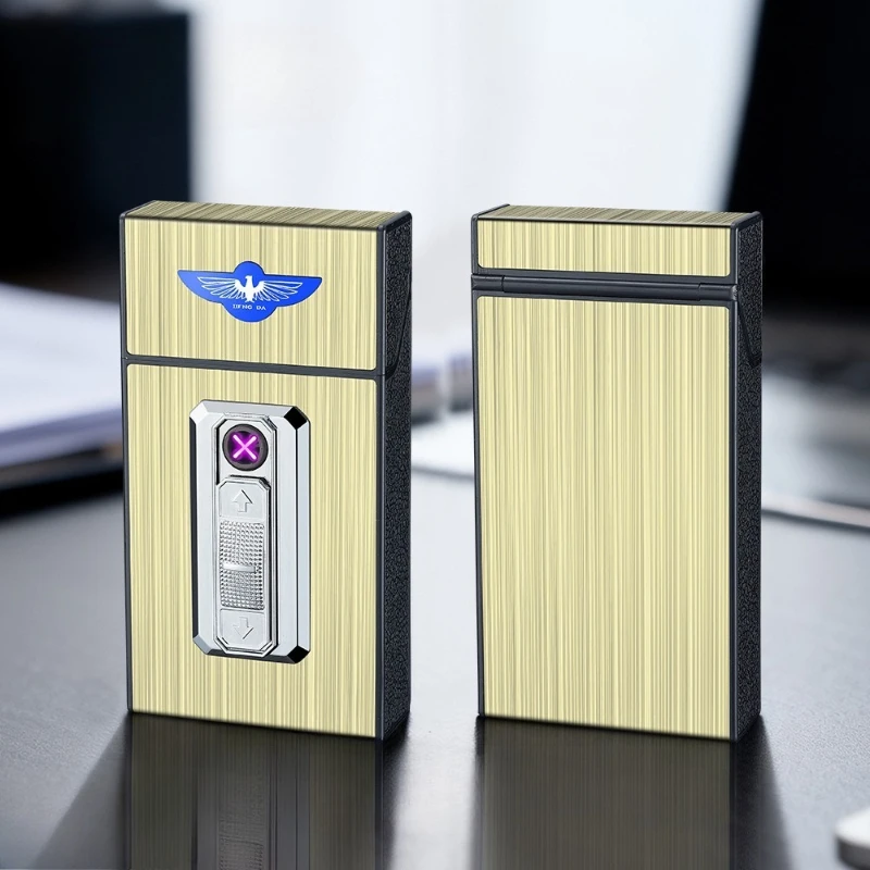Креативный портсигар, перезаряжаемая через USB зажигалка, металлическая ветрозащитная прикуриватель, 20, портативный контейнер для хранения портсигар (art.: 3920d3693ebfe) - 3920d3693ebfe