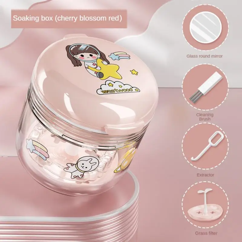 

Denture Bath Box Orthodontic Retainer Braces Storage Box Soaking Invisible Teeth Denture Cleaning Tooth Storage Portable Case