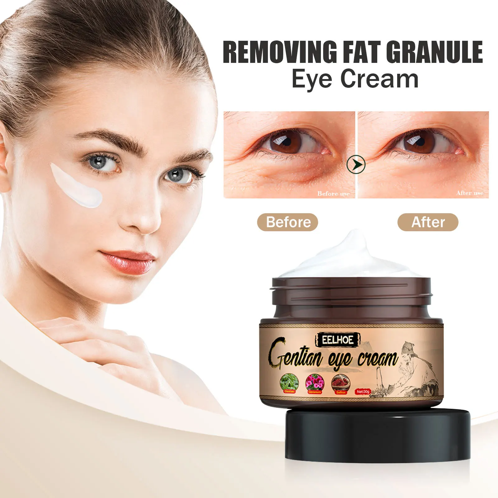 

Effective Removes Fat Granules Eyes Cream Improve Eye Bag Fine Lines Moisturizing Anti-Puffiness Lifting Firming Eye Care Serum
