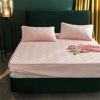 quilted thicken fitted bed sheet with elastic band breathable soft cotton mattress cover pad protector pillowcase need order