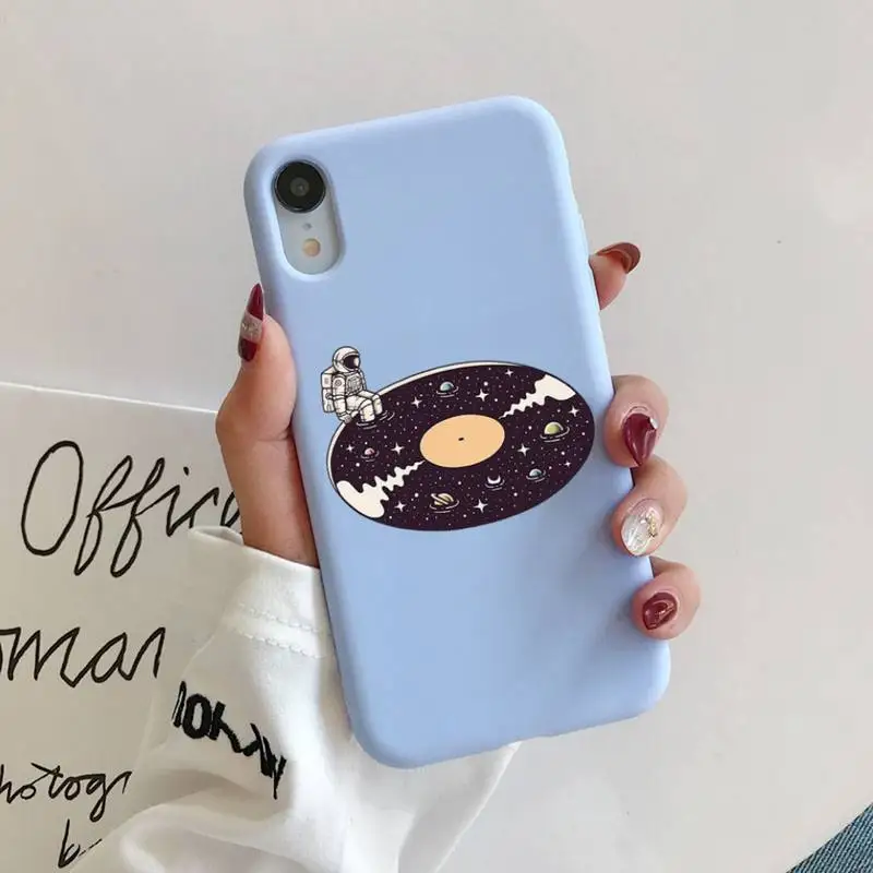 

RuiCaiCa Cute Cartoon Astronaut Star Space Phone Case Soft Solid Color for iPhone 11 12 13 mini pro XS MAX 8 7 6 6S Plus X XR
