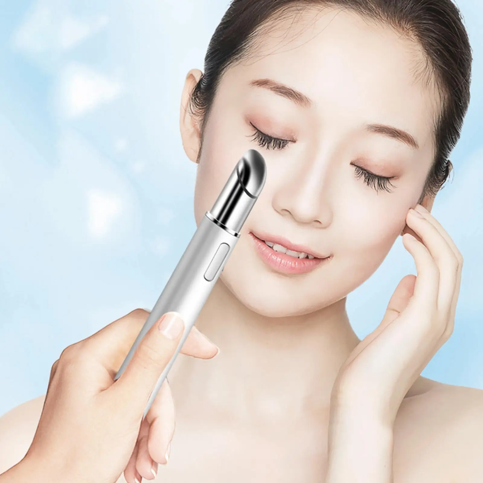 Electric Heated Eye Massager 42°C Red Blue Light Eliminate Dark Circles Massage Pen Promote Essence Absorption Anti Aging |