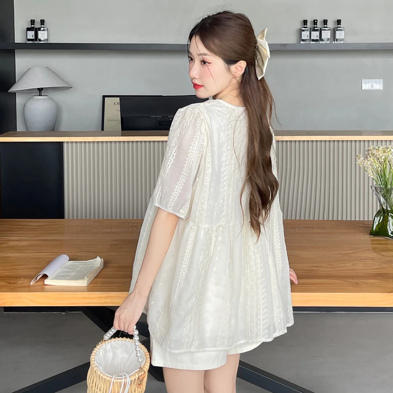 Летняя одежда для беременных милые кружевные рубашки с V-образным вырезом