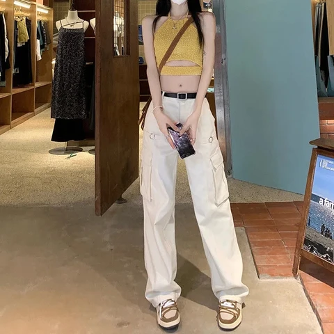 Cargo Pants Women Jeans High Street Retro Hip Hop Baggy Jeans Women Clothing Casual Wide Leg High Waisted Jeans Woman Pants
