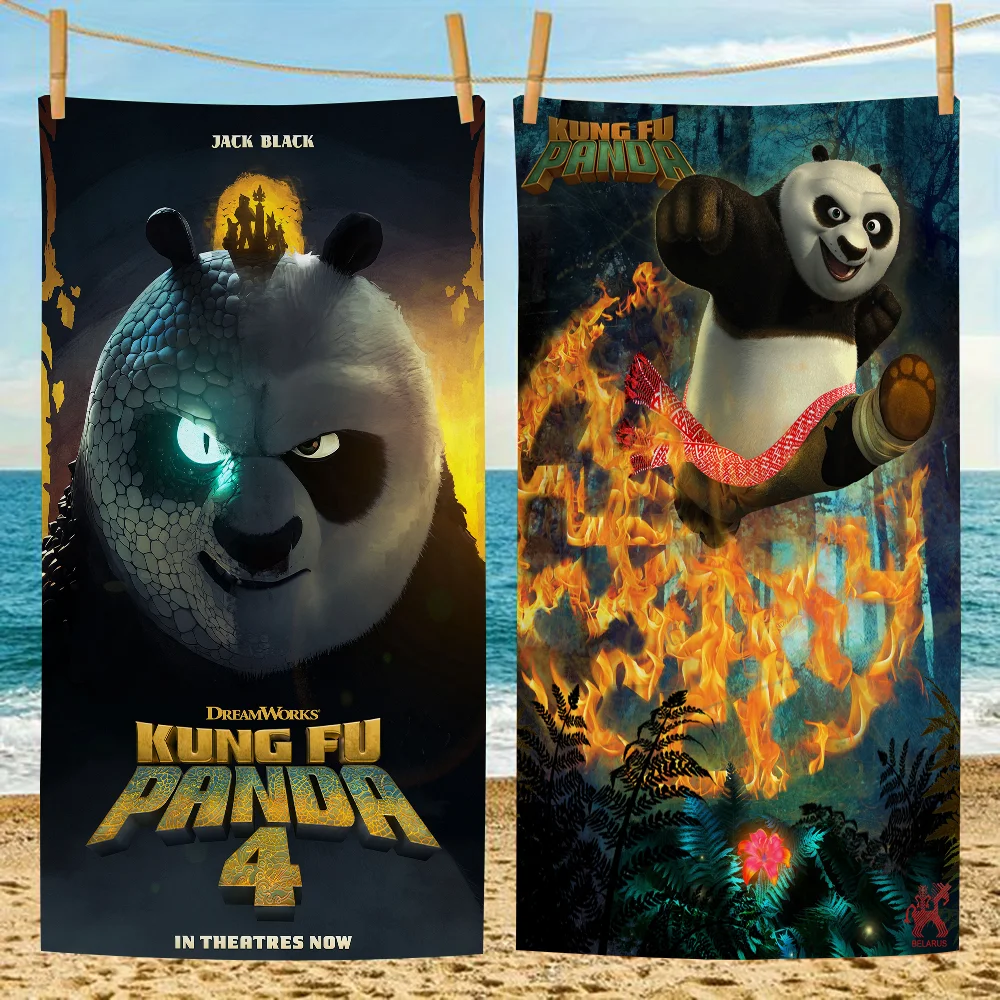 Пляжное Полотенце С Рисунком Панды K-Kung-Fu Быстросохнущее Машинная Стирка