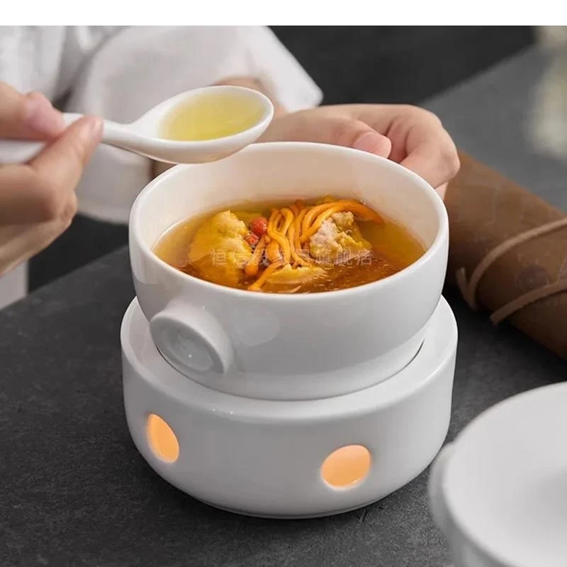 Чистая белая керамическая миска с крышкой изоляционная печь суп десерт миски для