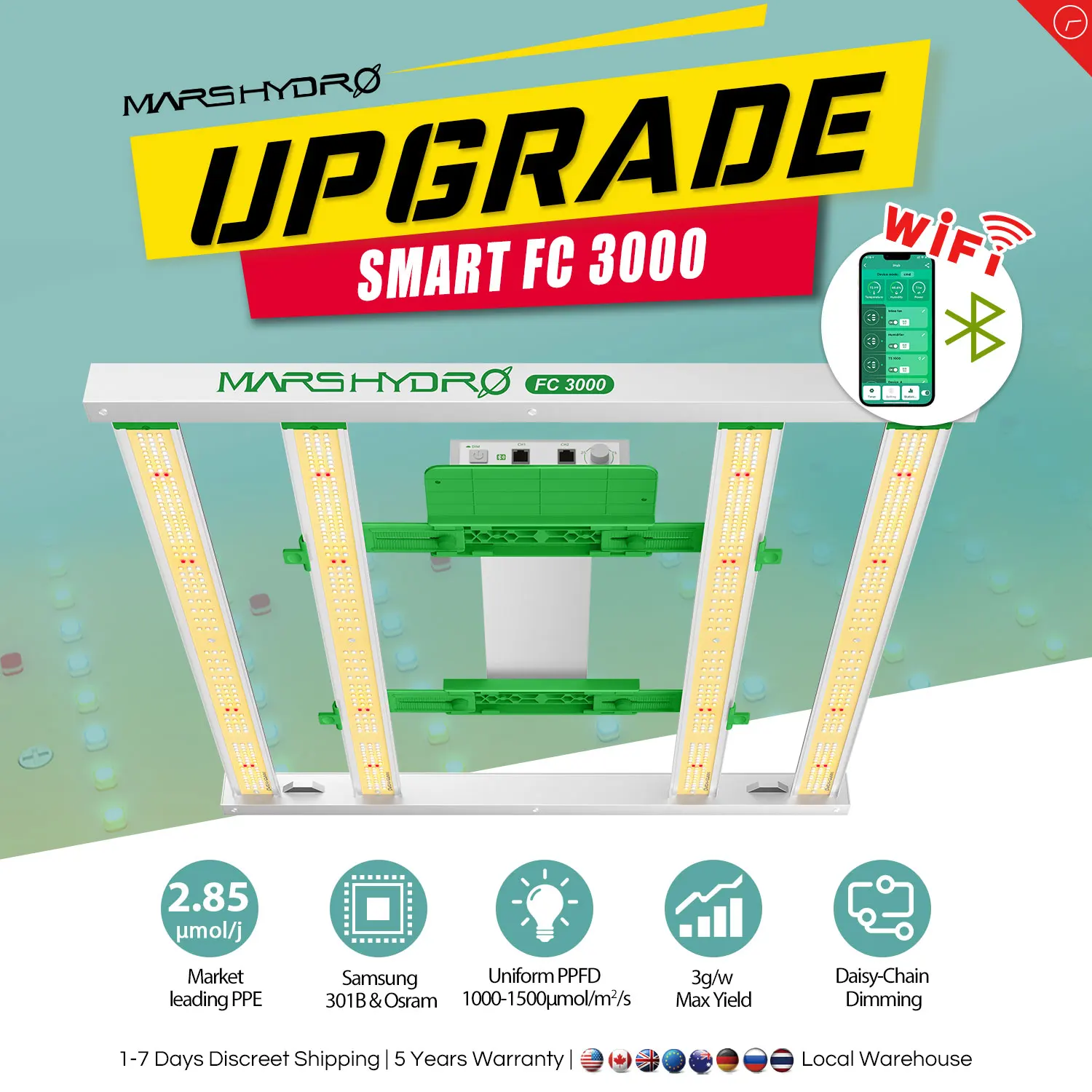 Bar 300w With Bluetooth And Wi-fi Control  Samsung Lm301b Full Spectrum Dimmable