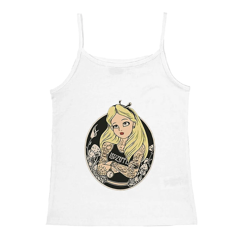 Disney Princess Y2k Print Tank Top New Women's Punk Crop Vintage Cool Girl Gothic Sexy Corset Grunge Suspenders Emo