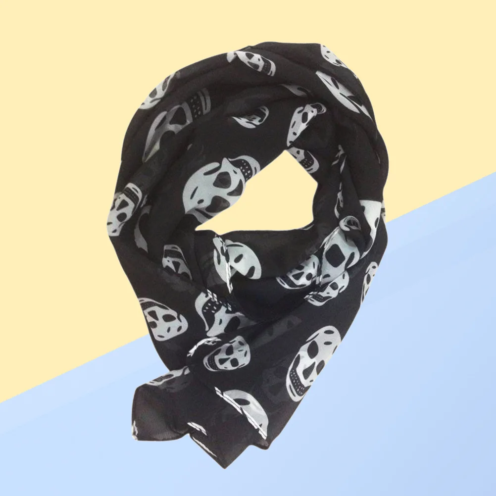 Шарфы шейный шарф для женщин шифоновая шаль трехцветный с длинной черепом