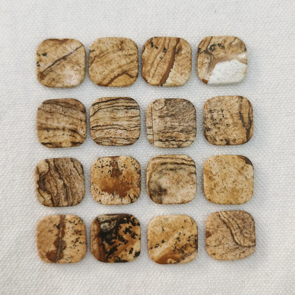 

Fashion 14mm natural picture stone Double flat bottom beads for jewelry making 12PC Ring necklace patch Necklace Accessorie