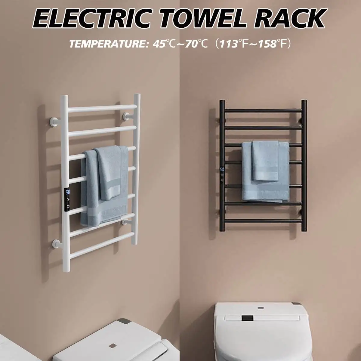 Toallero eléctrico con calefacción para el baño, accesorio de acero inoxidable 304, esterilizador, secador de toallas inteligente