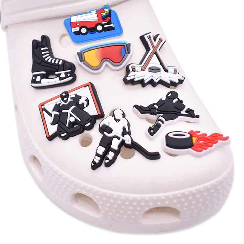 

1pc Popular Hockey Shoe Accessories PVC Shoe Buckle Decoration Designer for Croc Shoe Charms for Hockey Fans Player