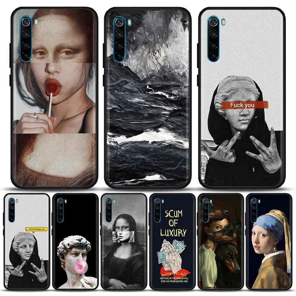 

Painting Mona Lisa David Statue Abstract Art Couqe Case For Xiaomi Redmi 9 9C NFC 9T 10 10C 6 7 8 A K40 K50 Pro Plus Shell Cover