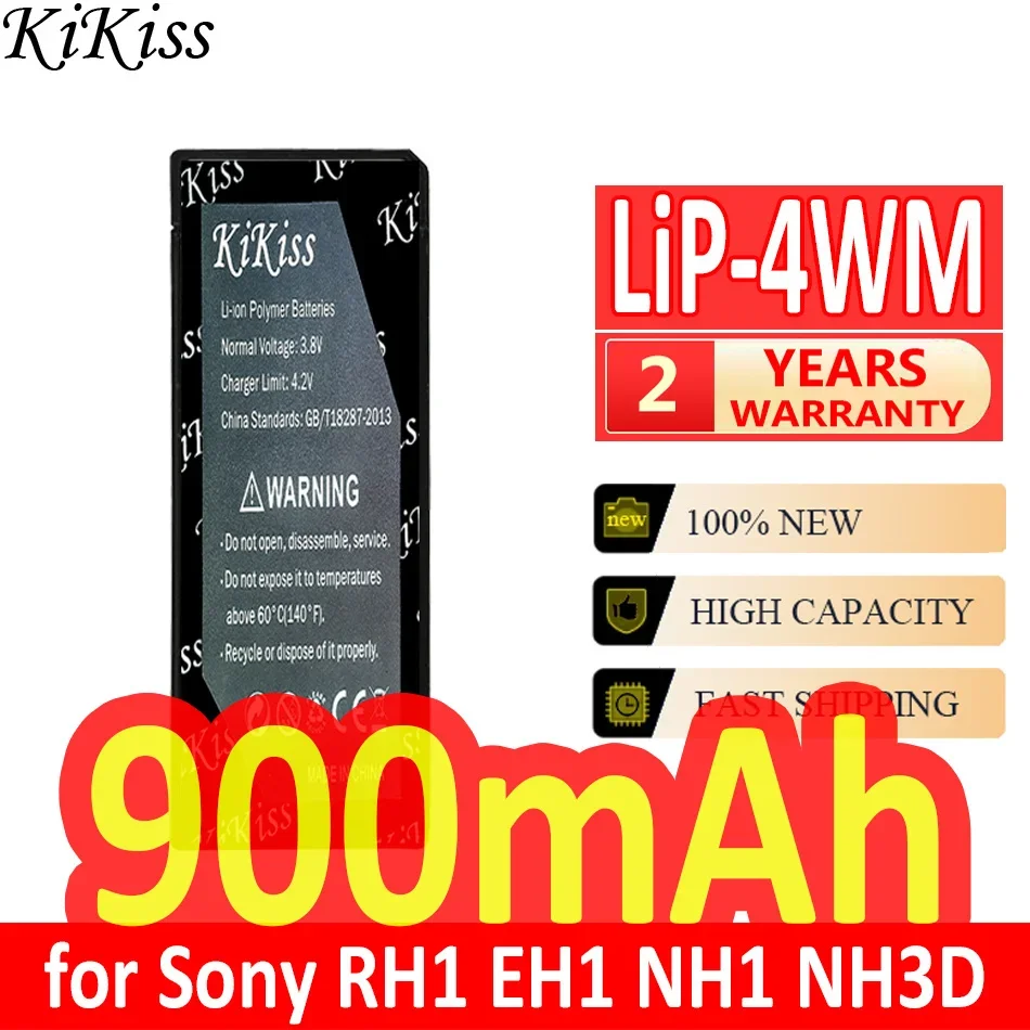 

900mAh KiKiss Powerful Battery LiP-4WM LiP4WM for sony RH1 EH1 NH3D NH1 MJ97 HMD Charger
