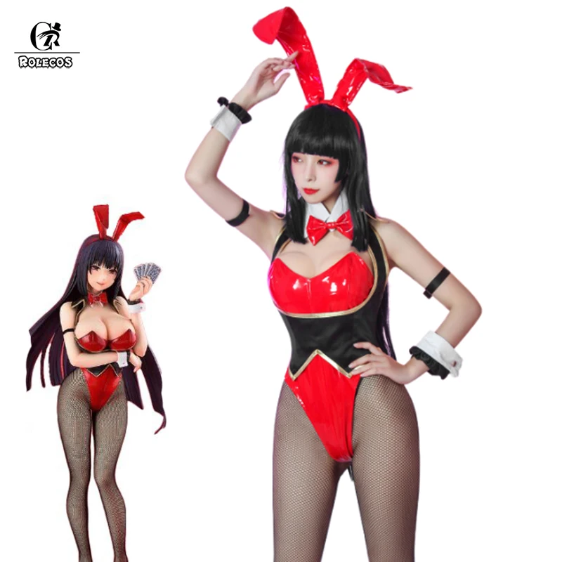 ROLECOS Anime Kakegurui Costume Cosplay Yumeko Jabami Cosplay Bunny Girl Sexy Women tuta in pelle Party Costume di Halloween