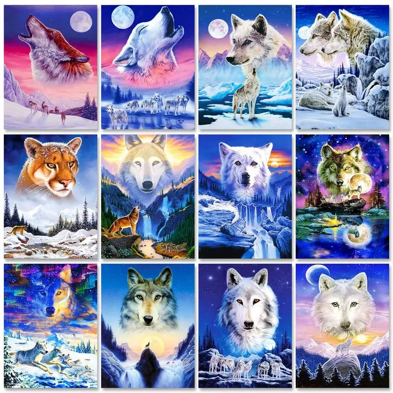 

GATYZTORY 60x75cm Painting by numbers Handmade Canvas painting Animals Number paiting Wall art Handicraft Handiwork Art