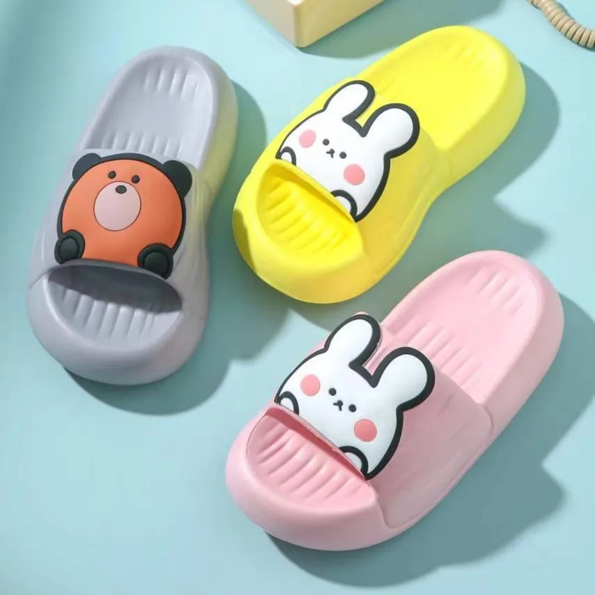 Women Single Band EVA Slippers Cartoon Bear Rabbit Decor Platform Beach Slides Couple Home Badroom Soft Comfy Indoor Cute Shoes