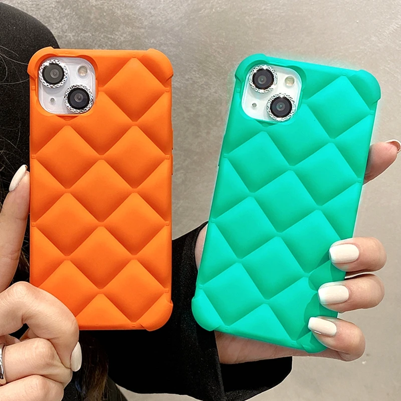 

Luxury Soft Lingge Phone Case For iPhone 13 12 11 Pro Max X XR XS Max 7 8 Plus SE 2020 Mini Matte Bumper Cases Cover