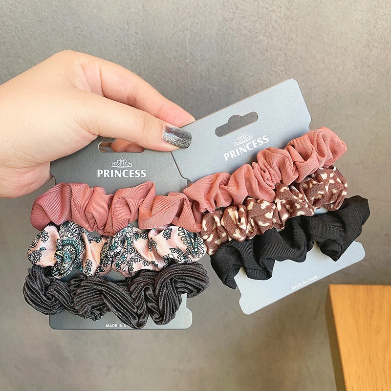 

3Pcs Silk Satin Scrunchies Set Solid Color Floral Hair Rope Ponytail Holder Soft Elastic Hair Rubber Bands Hair Accessories