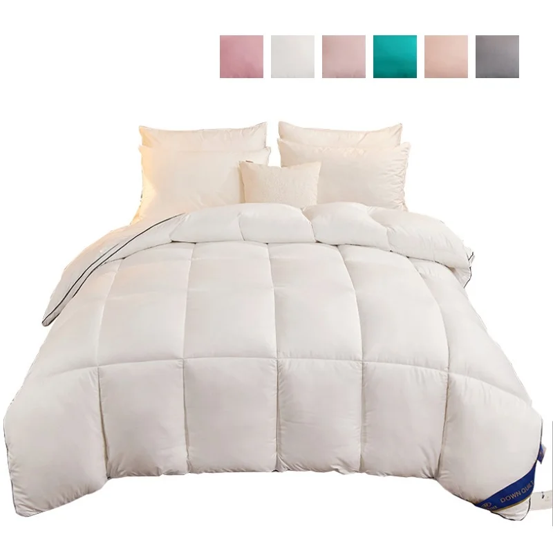 

95% Белое Гусиное одеяло для кровати, теплое зимнее одеяло, однотонное одеяло, стеганое одеяло для дома, отеля, King, Queen, Twin, размер