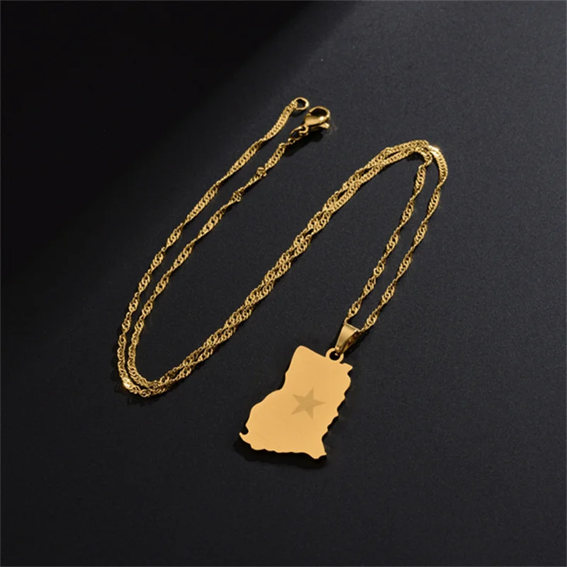 

Europe And America Stainless Steel Africa Ghana Map Pendant Necklace