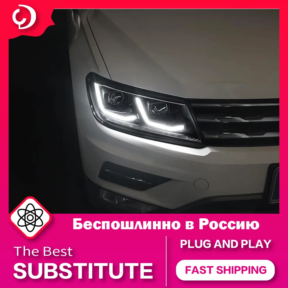 

AKD Car Styling Headlights for Tiguan 2017-2021 Double L Head Lamps LED Headlight Head Lamp Led Projector Automotive Accessories