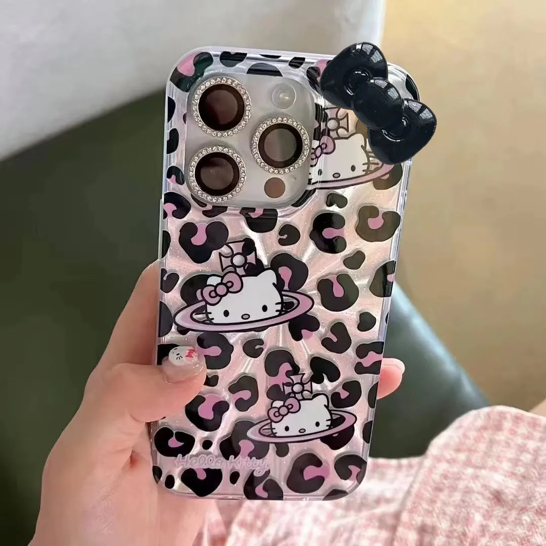 Чехол для телефона Sanrio с принтом Hello Kitty бантом розовый iPhone 15 14 13 12 11 Pro Max XR XS MAX 7 8Plus