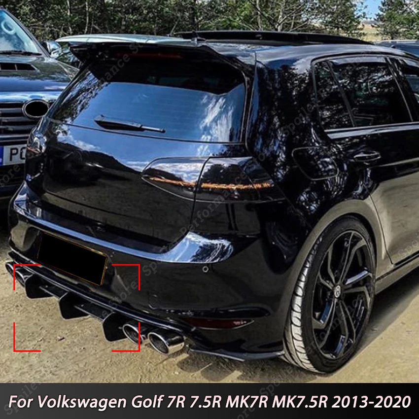 

Black ABS Rear Bumper Diffuser Splitters Spoilers Lip for Volkswagen Golf 7R 7.5R MK7R MK7.5R 2013-2020 Car Accessories
