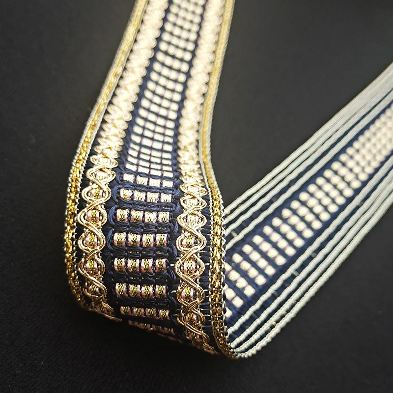 

3.5 Cm Wide Embroidery Fabric Ribbon Gold Thread Clothing Accessories Diy Handmade Lace Decoration Bag Cloth Strip