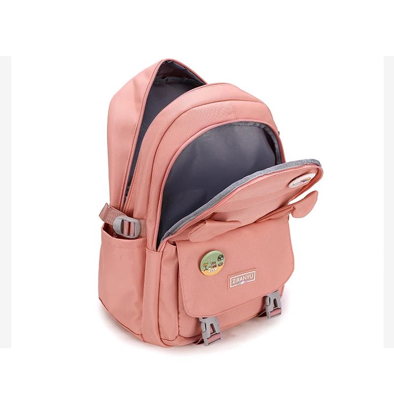 Student Backpack Women Solid Color Cute Bunny Ears Girls School Bags for Teenagers Anti-theft Korean Version Nylon Schoolbag