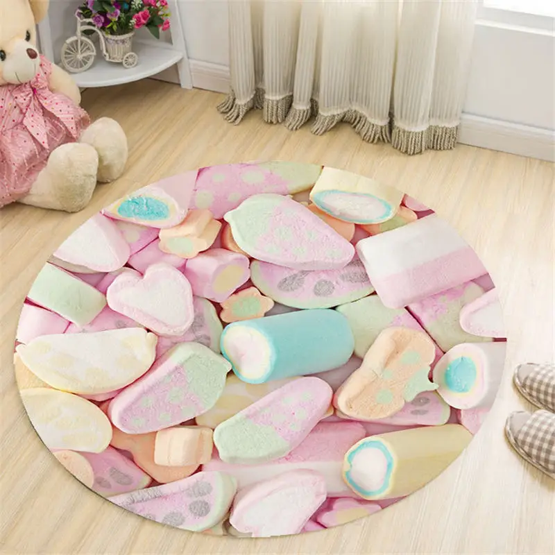 Нескользящий круглый ковер в скандинавском стиле с изображением мультяшной