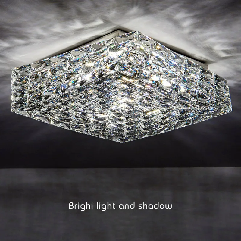 Роскошная светодиодная потолочная лампа с диммером, четырехслойным кристальным дизайном, для домашнего украшения гостиной, кухни, спальни.