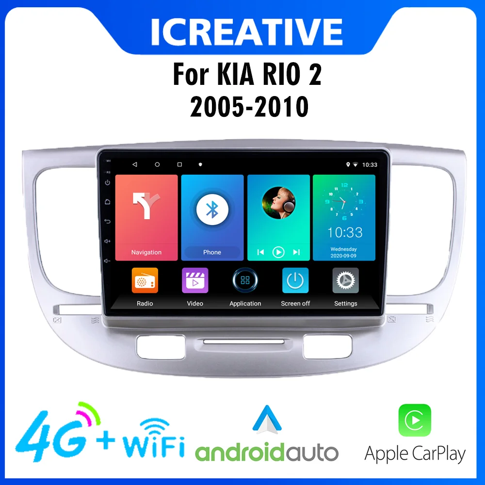 CarPlay Автомагнитола Магнитола Мультимедиа автомобиля для Kia RIO 2 RIO2 2005-2010 9 дюймов