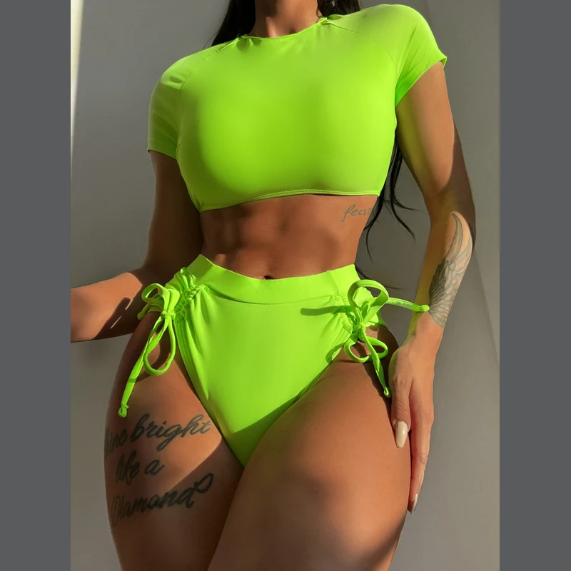 

Bikini Swimsuit Women Push Up For 2022 Overall Female New Single Sexy Hollow Out Bind Solid Nylon Swimwear Piece With CUp