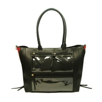 women pu black cosmetics tote bag weekender handbag with pockets dom 102863