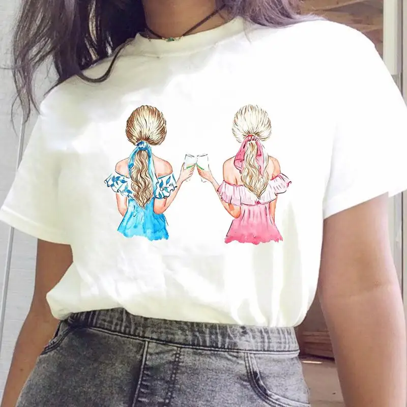 

T-shirts Clothes for Women 90s Cute Fashion Friends Print Casual Clothes Sweet Top Cartoon Tshirt Casual Lady O-neck Female Tee