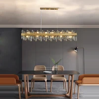 gold silver crystal designer dimmable led lustre hanging lamps pendant light suspension luminaire lampen for dinning room