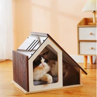 cat nest semi enclosed wooden acrylic cat bed cat villa for all seasons breathable