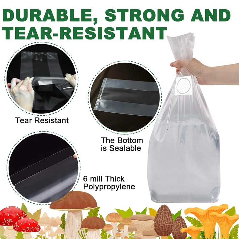 Мешки для выращивания грибов полипропиленовый мешок 8x5x20 дюймов с дышащей