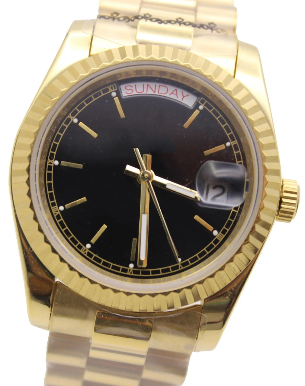

High-Top Men's Daydate Yellow Gold Watch Mechanical Automatic Stainless Steel Gents Watches