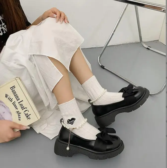 Summer Female Shoes Fashion Women's thick heels Round Head Band Heel Shoes Bow Pearl Square Heel Low-top Pumps Women Shoes