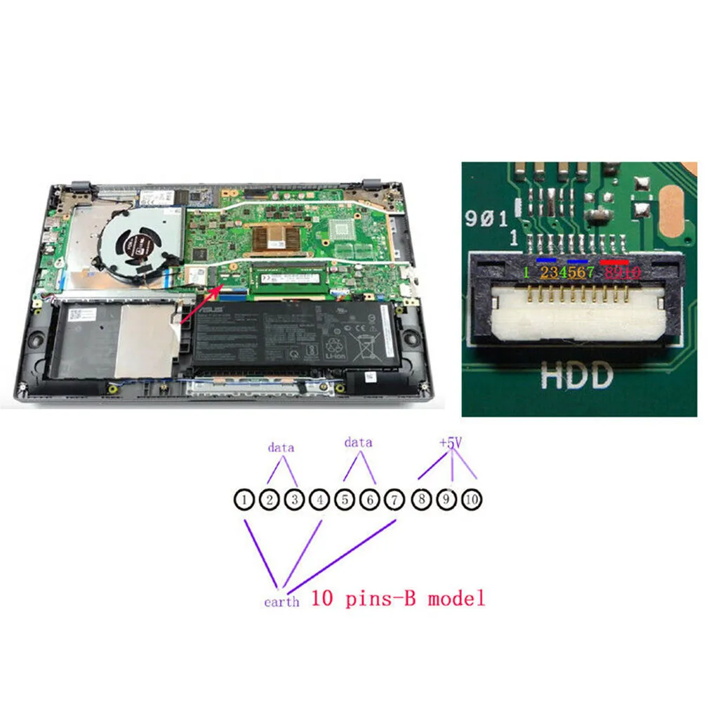 

Соединитель кабеля для жесткого диска HDD/SSD 2,5 дюйма, переходник для Huawei Matebook d15